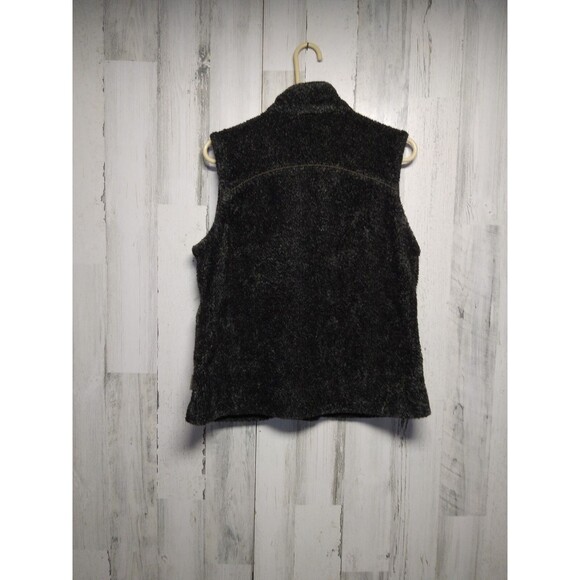 WOOLRICH ONYX Fleece Vest Size Medium Gray Black Toggle Button Sherpa Collared - Picture 4 of 6